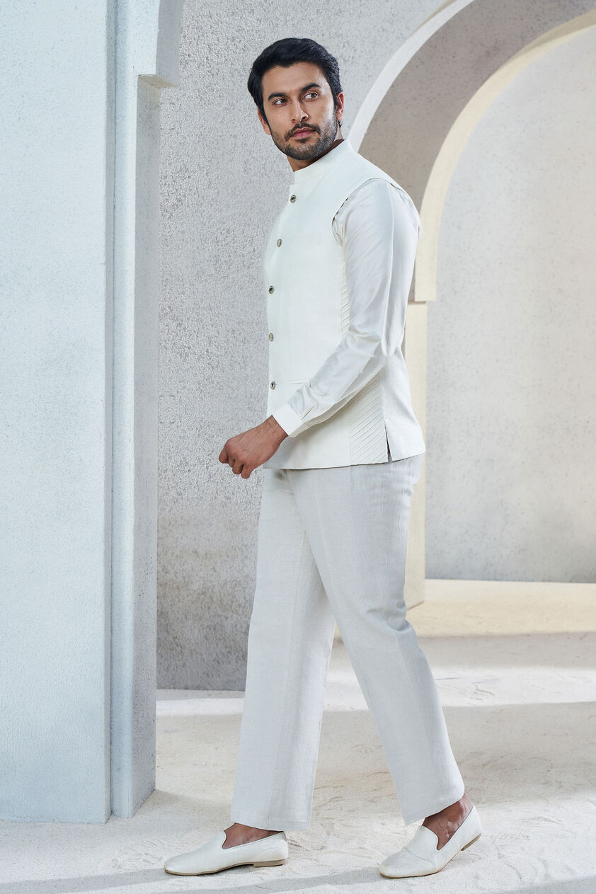Shwar Nehru Jacket - Ivory, Ivory, image 2