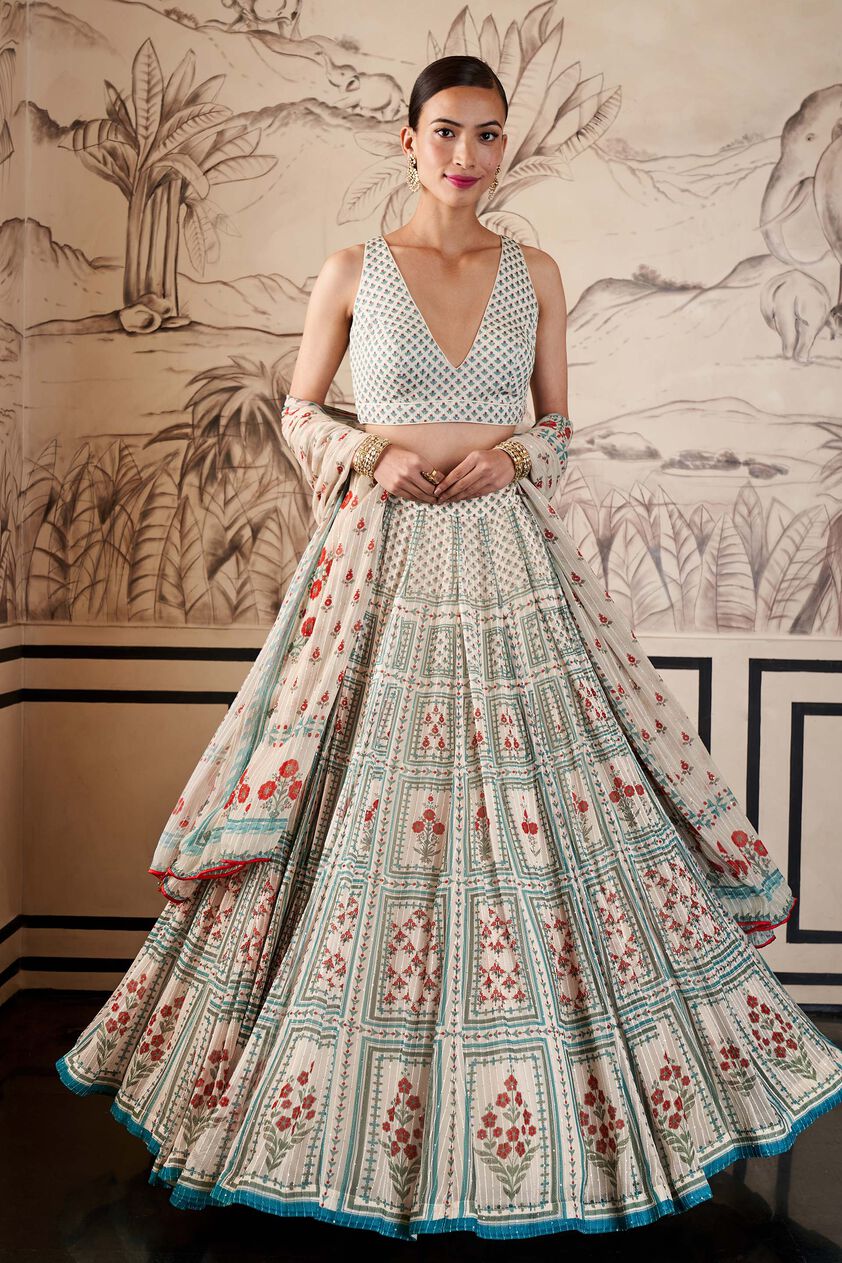 Dua Lehenga - Cream, Cream, image 6