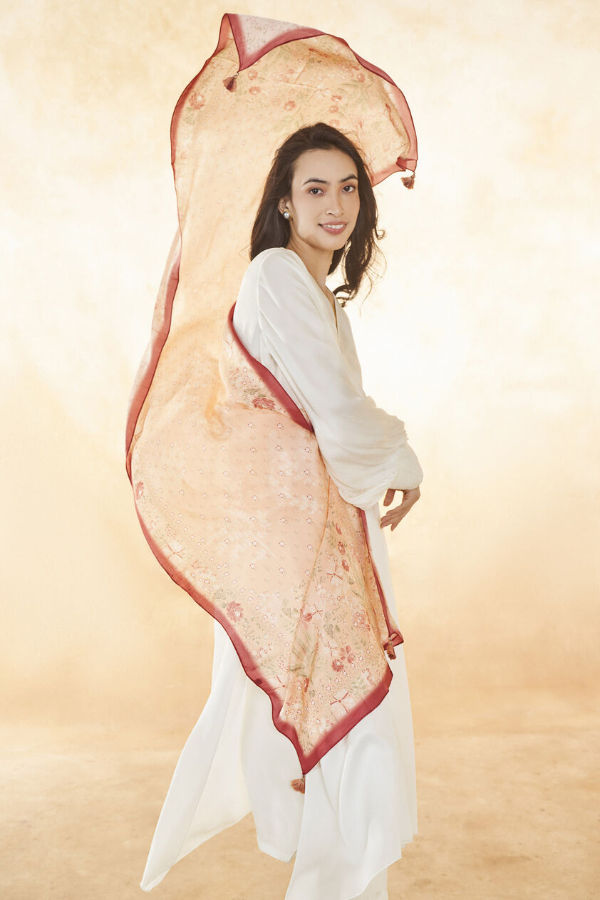 Alora Dupatta - Peach, Peach, image 2