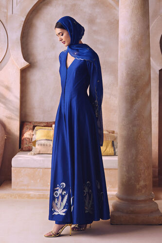 Maleeha Embroidered Silk Kurta Set - Blue, Blue, image 3