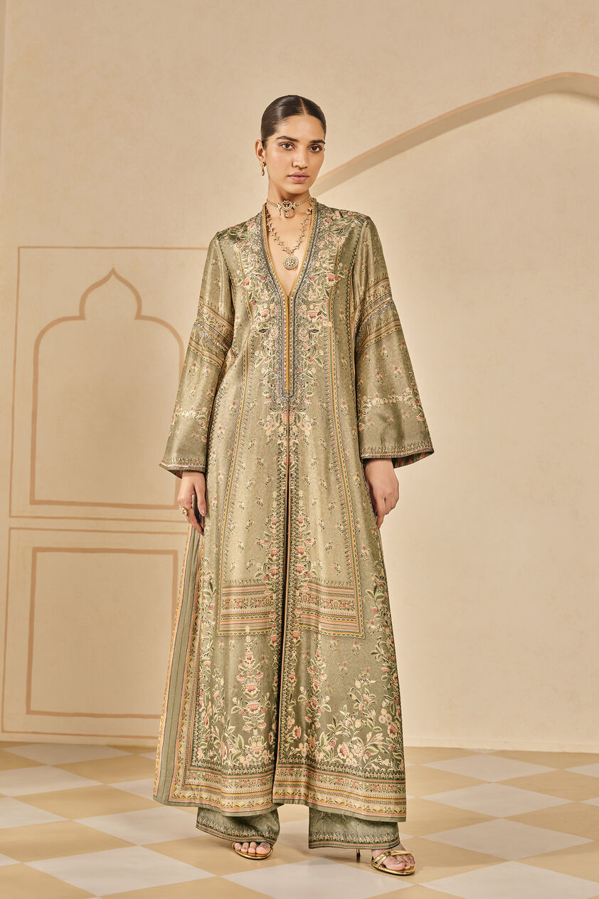 Laraline Printed Silk Jacket Set - Grey, Grey, image 4