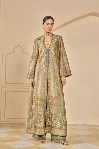 Laraline Printed Silk Jacket Set - Grey, Grey, image 4