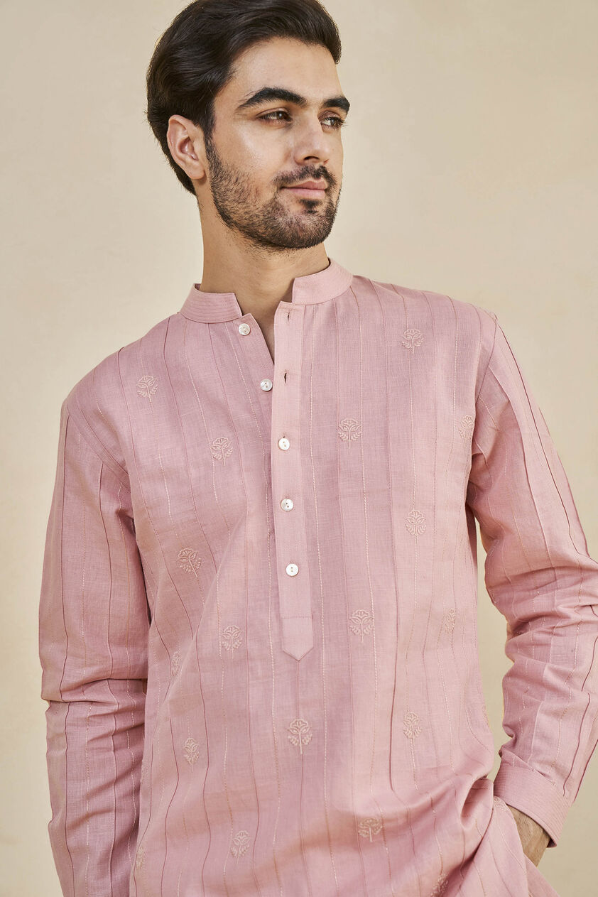 Sarish Linen Kurta - Rose Pink, Rose Pink, image 4