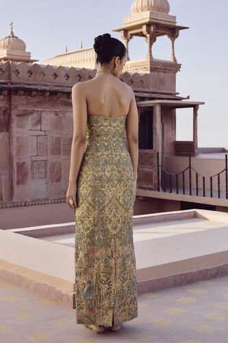 Sahuri Embroidered Silk Gown - Gold, Gold, image 2