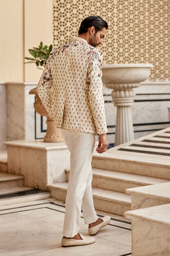 Raahil Silk Bandhgala - Ivory, Ivory, image 2