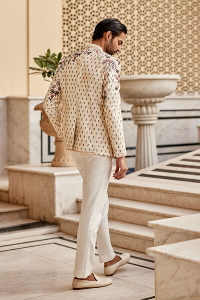 Raahil Silk Bandhgala - Ivory