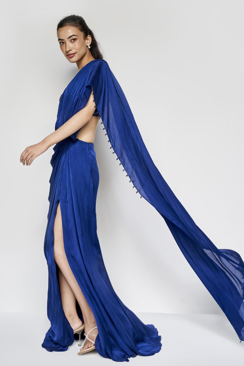 Fluerette Saree Set - Blue, Blue, image 6