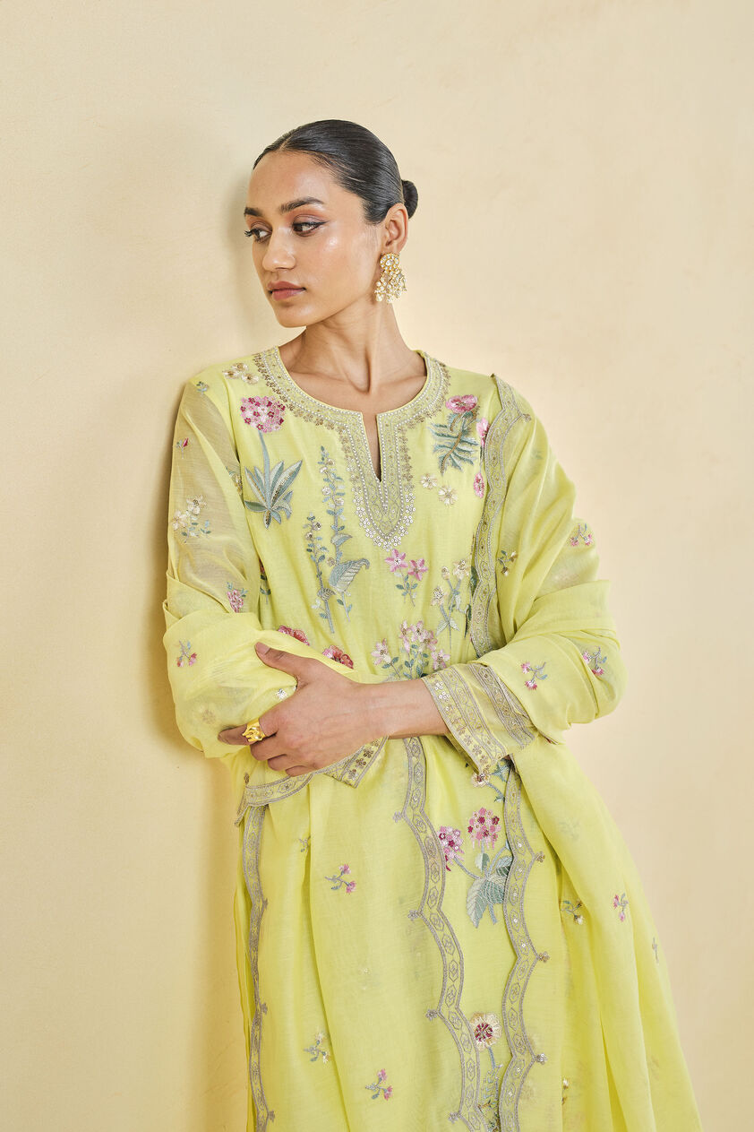Melisma Embroidered Mul Suit Set - Yellow, Yellow, image 4