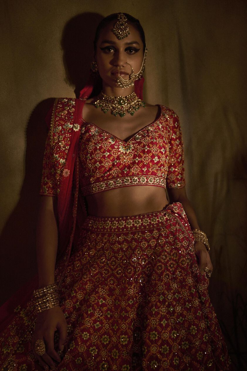 Nakshatram Lehenga - Red, Red, image 2