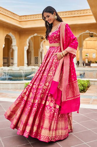 Valimai Lehenga Set -Hot Pink, Hot Pink, image 2