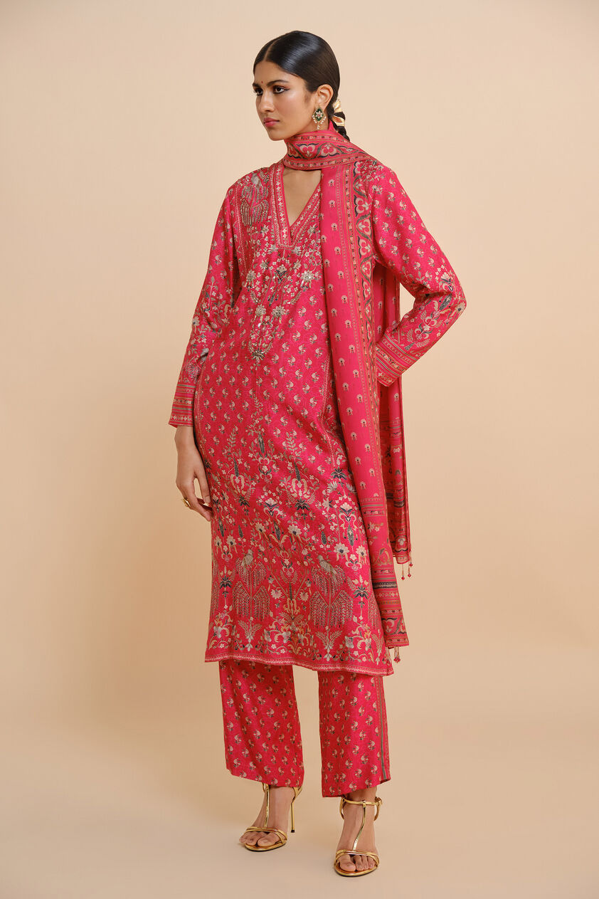 Nooraya Silk Suit Set - Red, Red, image 3