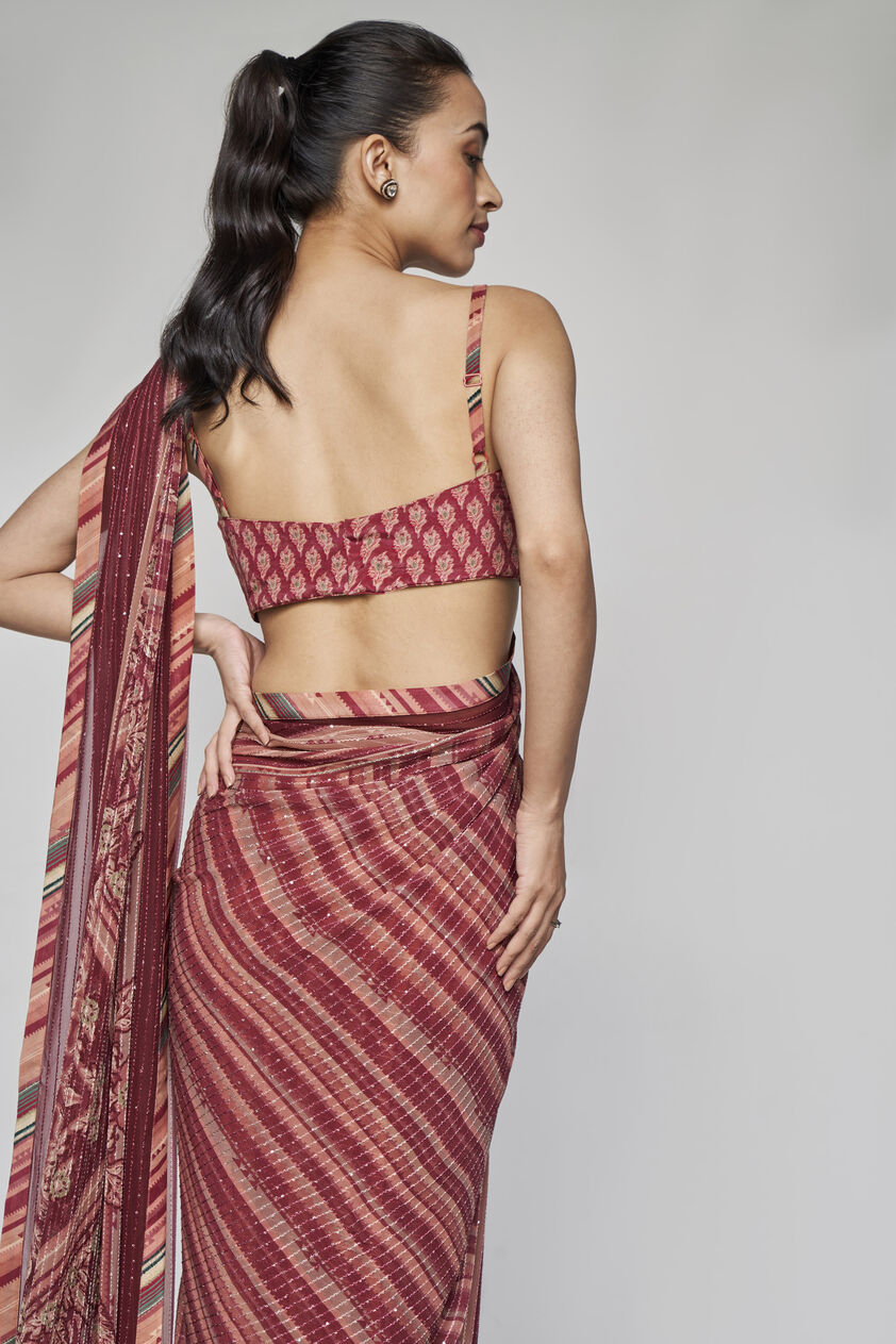 Arvika Saree - Wine, Wine, image 5