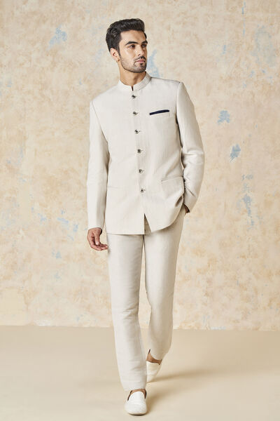 Arman Linen Bandhgala - Natural