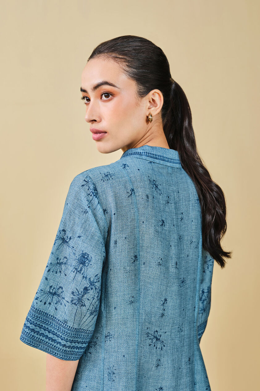Pond Printed Linen Dress - Blue, Blue, image 13