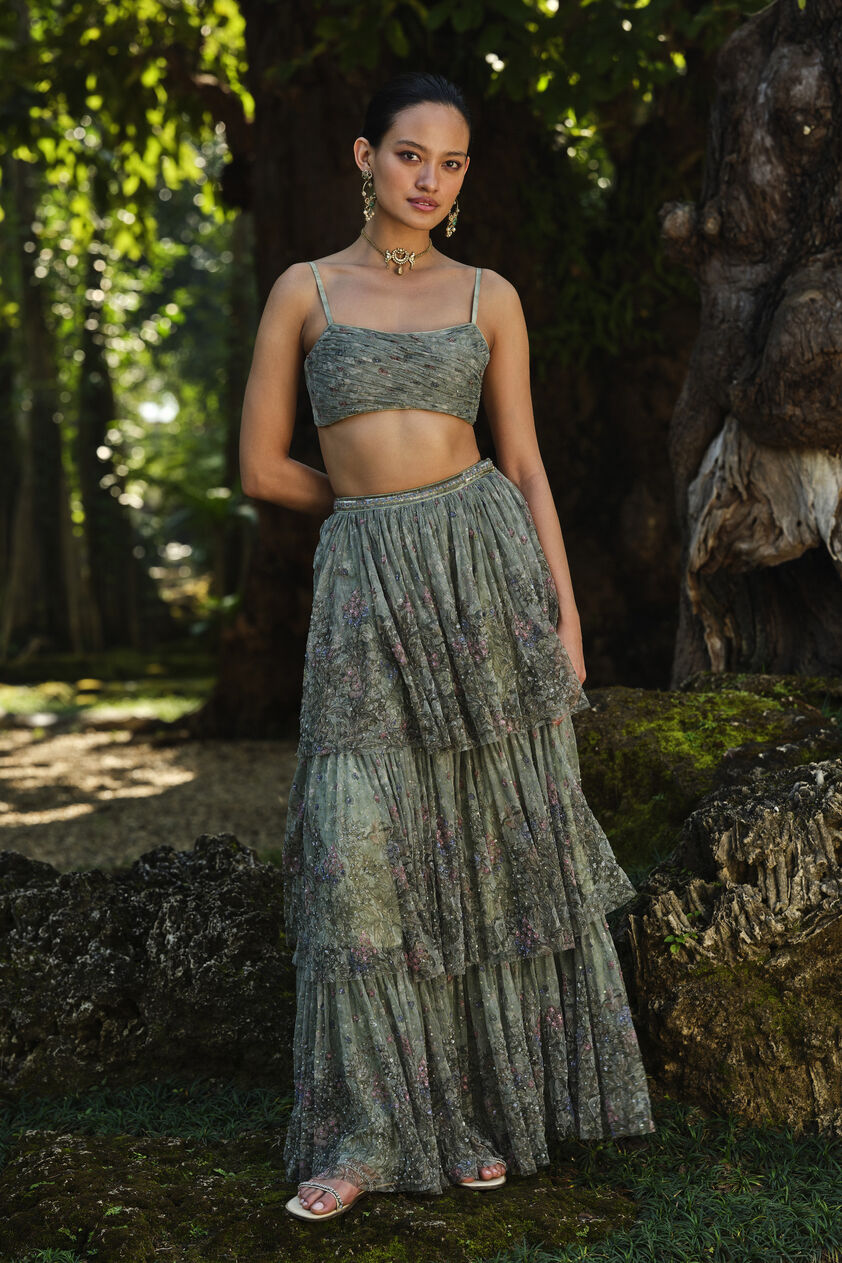 Aylsa Embroidered Skirt Set - Sage, Sage, image 1