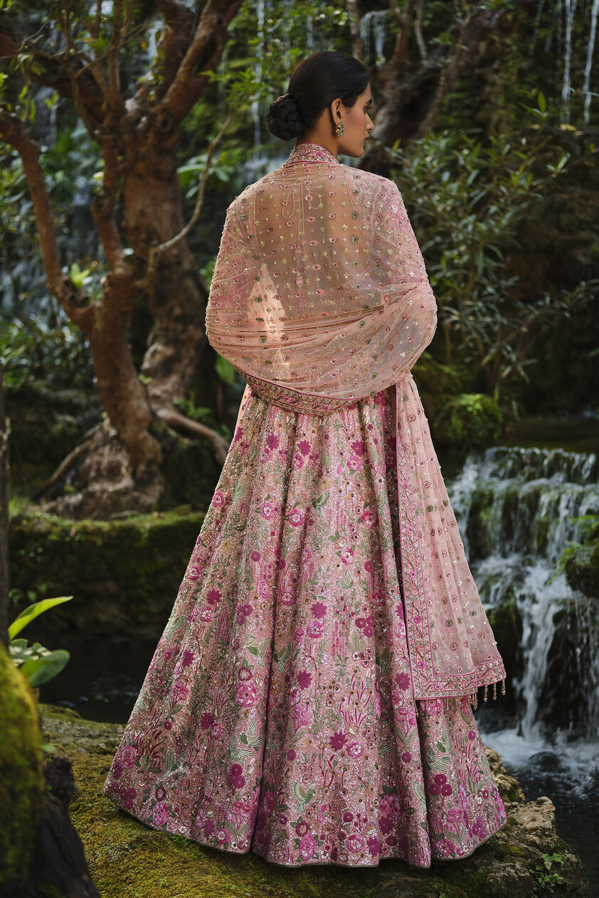 Florarose Embroidered Silk Lehenga Set - Blush, Blush, image 2