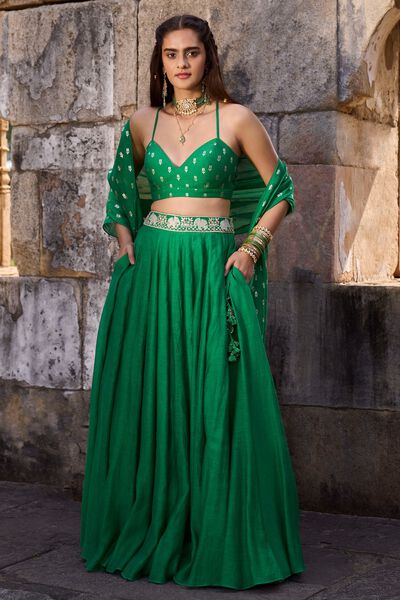 Madhul Lehenga Set - Green