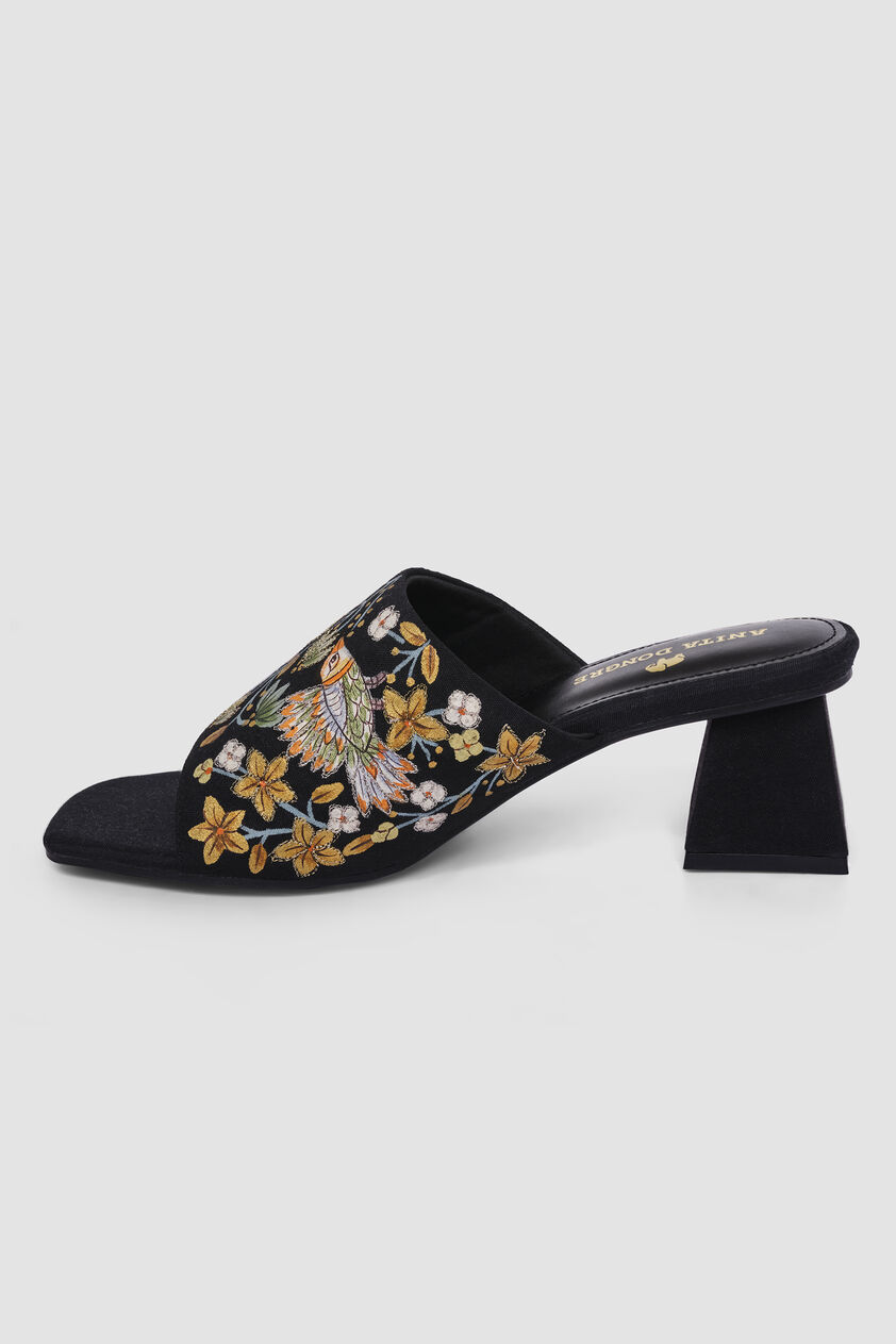 Flora & Fauna Hand-painted Pichhwai Heels - Black, Black, image 2