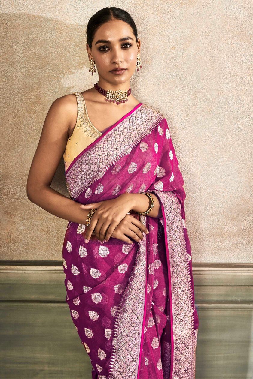 4 - Radhya Saree Set -  Hot Pink, image 4