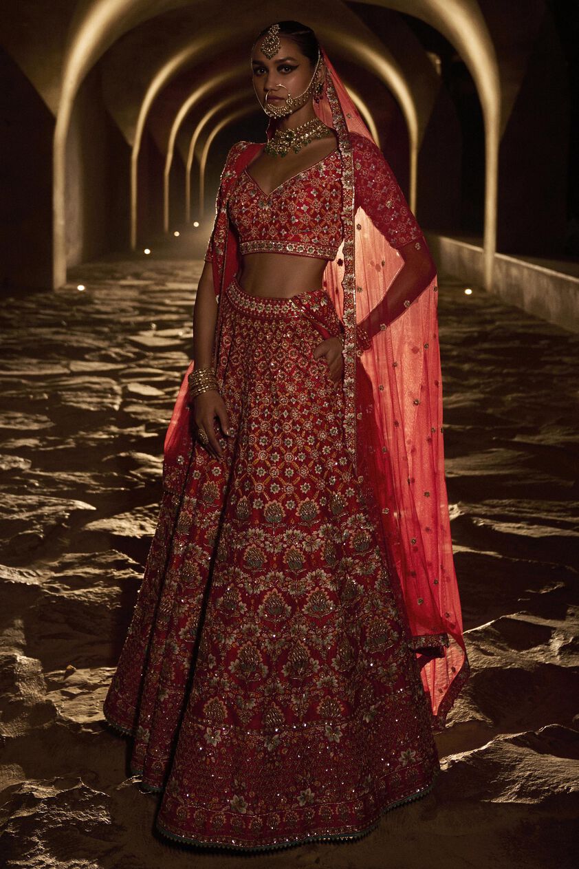 Nakshatram Lehenga - Red, Red, image 1