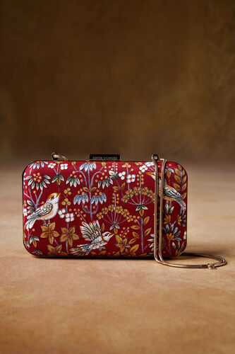 Pichhwai Clutch - Scarlet Red, Red, image 1