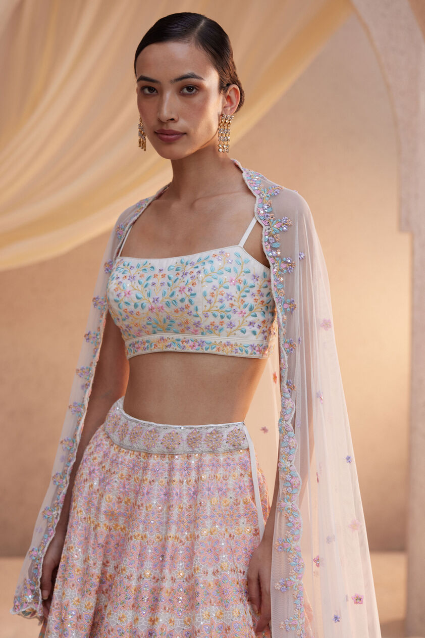 Thamarai Embroidered Lehenga Set - Natural, Natural, image 4