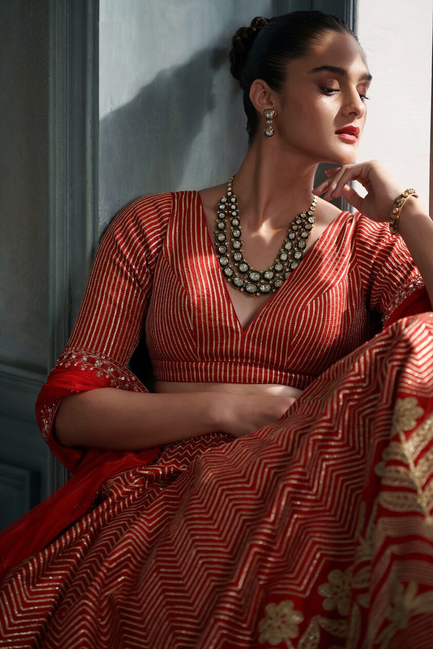 3 - Lasaki Lehenga Set – Red, image 3