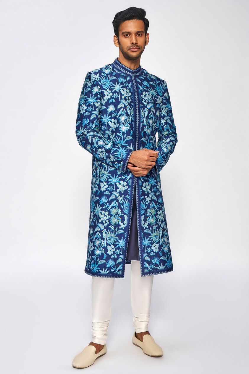 1 - Tanwik Sherwani - Navy, image 1