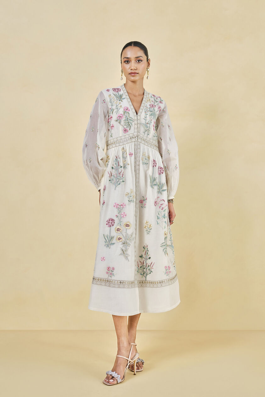 Rhapsody Embroidered Mul Dress - Natural, Natural, image 1