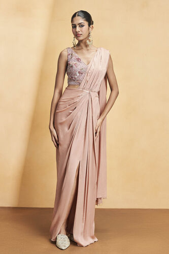 Ava Embroidered Saree Set - Old Rose, Old Rose, image 1