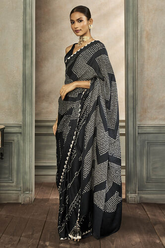 Deetya Bandhani Silk Saree, Black, image 3