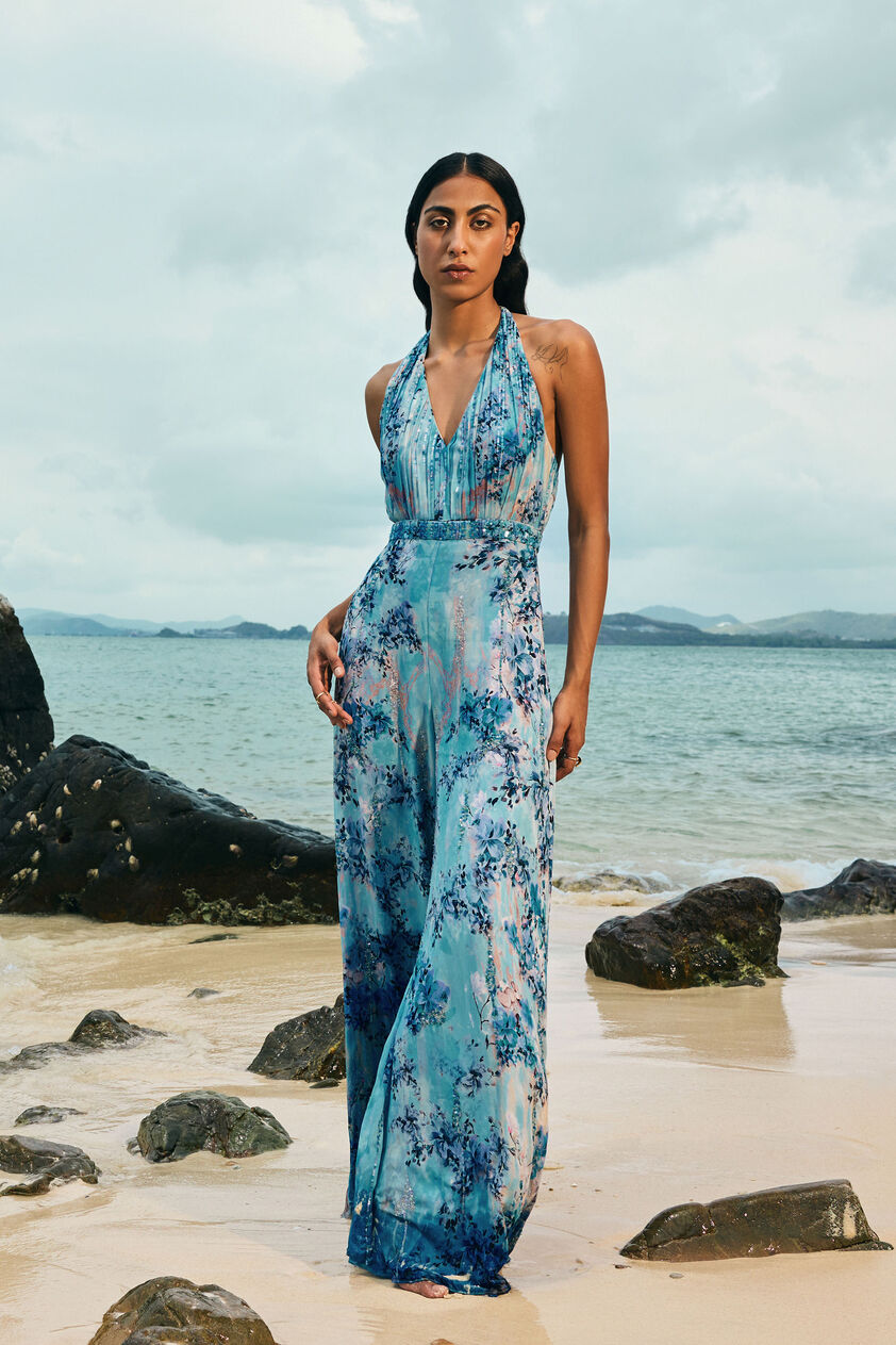 Aberfa Georgette Jumpsuit - Blue, Blue, image 1