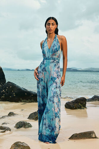 Aberfa Georgette Jumpsuit - Blue, Blue, image 1