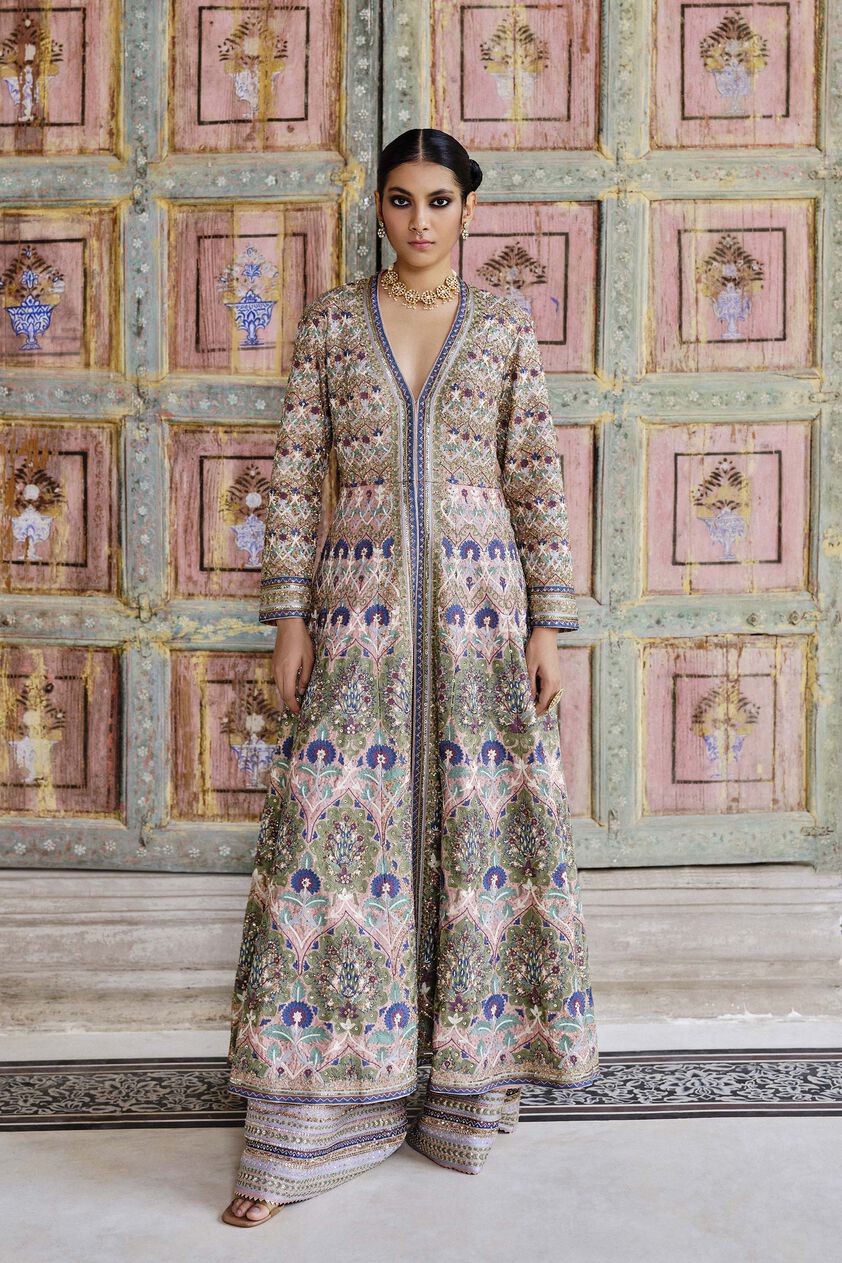 Krandasi Embroidered Zardozi Jacket Set - Blush, Blush, image 5