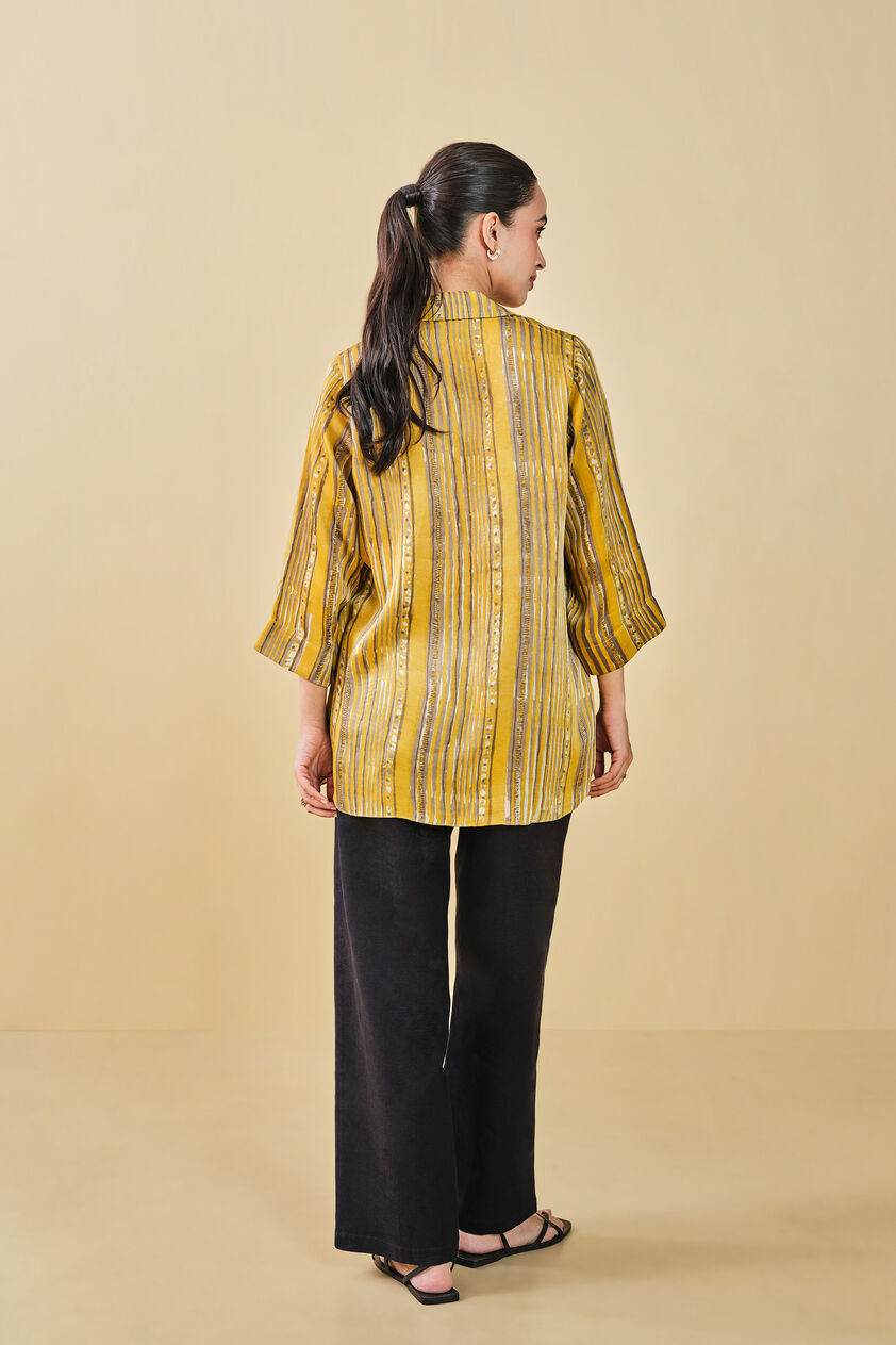 Hillside Hand-block Printed Top - Yellow, Yellow, image 3