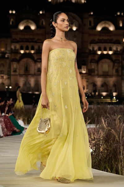 Sorsha Embroidered Gown - Yellow