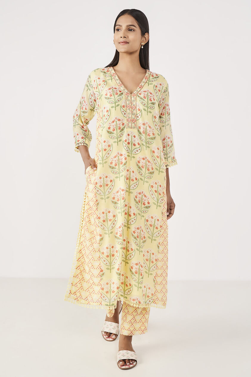 Alvia Kurta Set - Yellow, Yellow, image 1