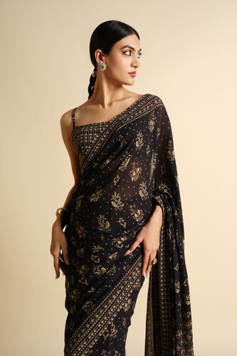 Kshipa Georgette Saree - Black, Black, image 3