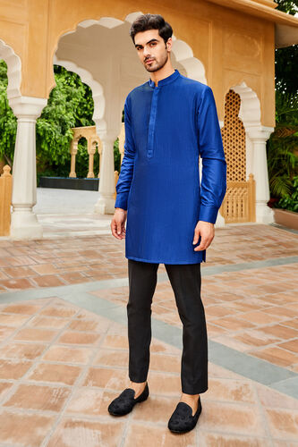 Daksh Silk Kurta - Navy, Navy, image 1