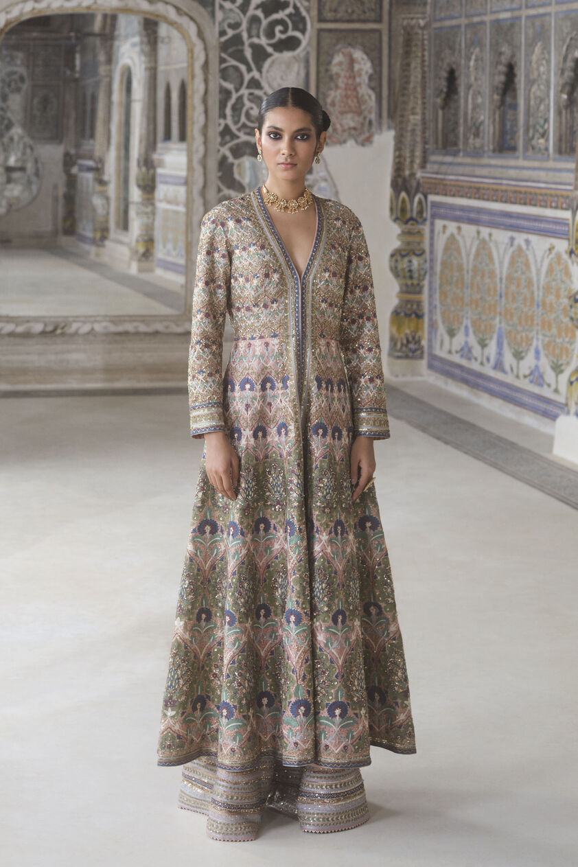 Krandasi Embroidered Zardozi Jacket Set - Blush, Blush, image 8