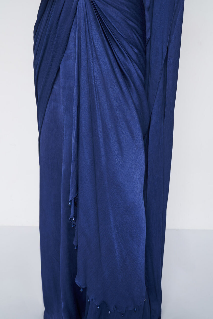 Millaray Embroidered Saree Set - Blue, Blue, image 7