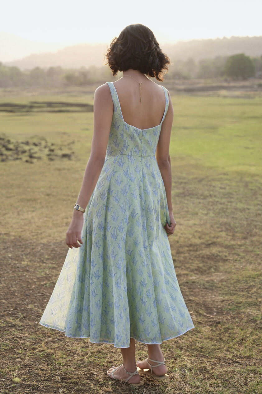 Seara Hand-block Printed Mul Dress - Sage, Sage, image 2