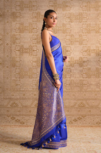 Sumarni Handwoven Benarasi Silk Saree - Blue, Blue, image 3