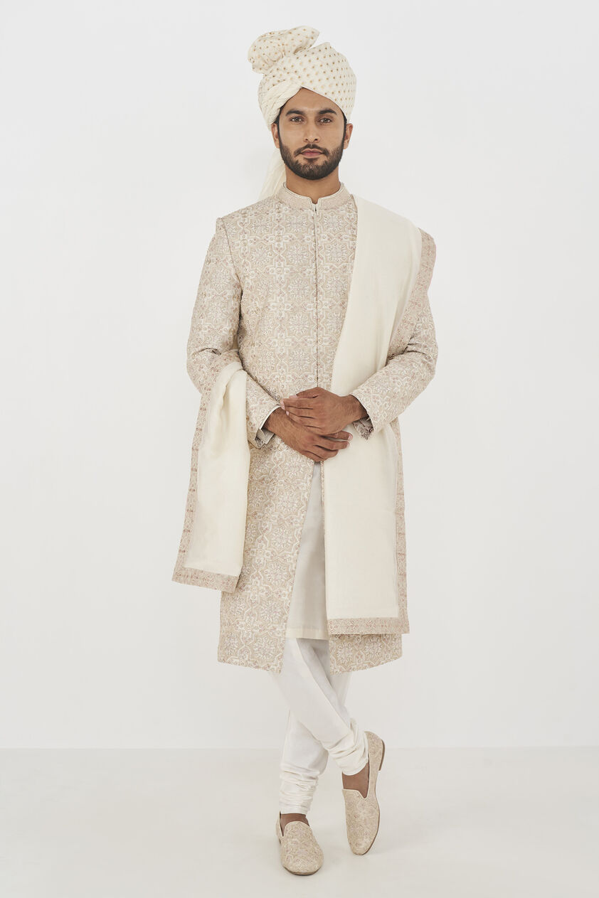 Dheer Sherwani - Off White, Cream, image 7