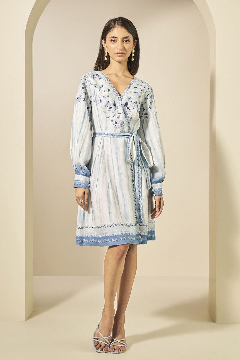 Kylo Hemp Wrap Dress - Blue, Blue, image 1