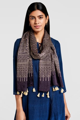 1 - Patterned Black Silk Scarf, image 1