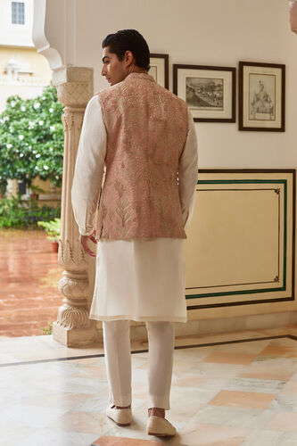 Kirav Embroidered Silk Nehru Jacket - Blush, Blush, image 2