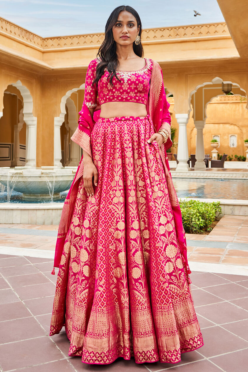 Valimai Lehenga Set -Hot Pink, Hot Pink, image 1