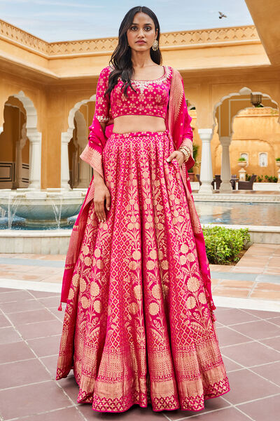 Valimai Lehenga Set -Hot Pink