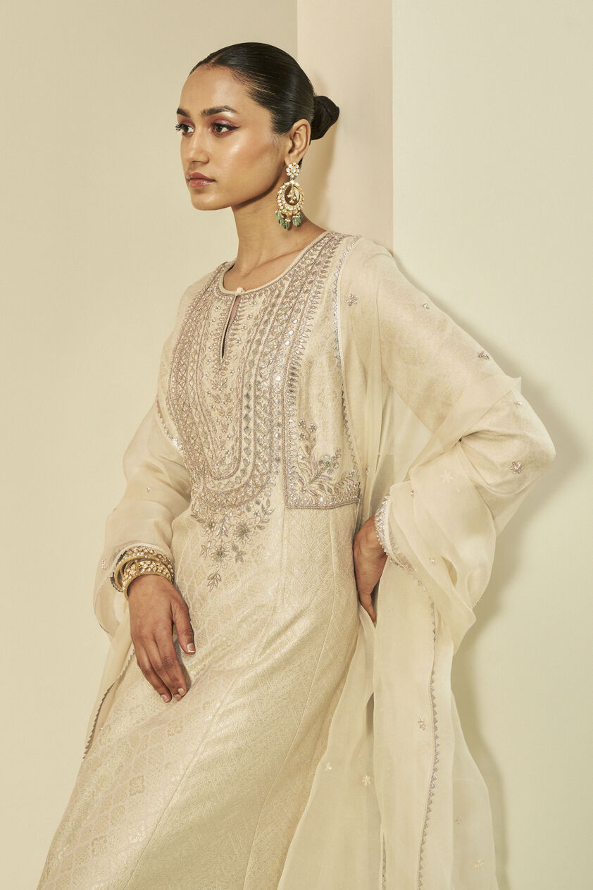 Iravati Benarasi Silk Gota Patti Suit Set - Gold, Gold, image 5